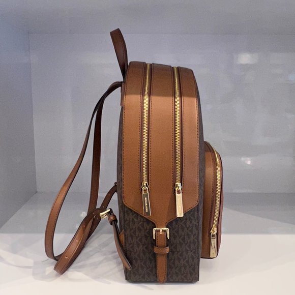 Michael Kors Jaycee Large Zip Pocket Backpack MK Brown - Picture 3 of 7